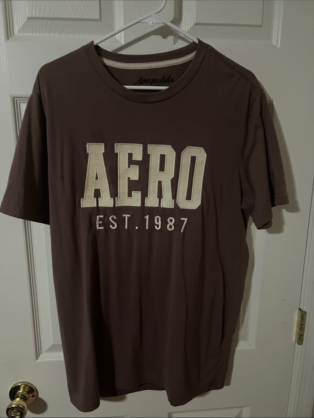 Aeropostale Brown Tee with Cream AERO Logo
